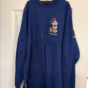 Walt Disney World Navy Blue Sparkle Spirit Jersey 50th Mickey Mouse Small